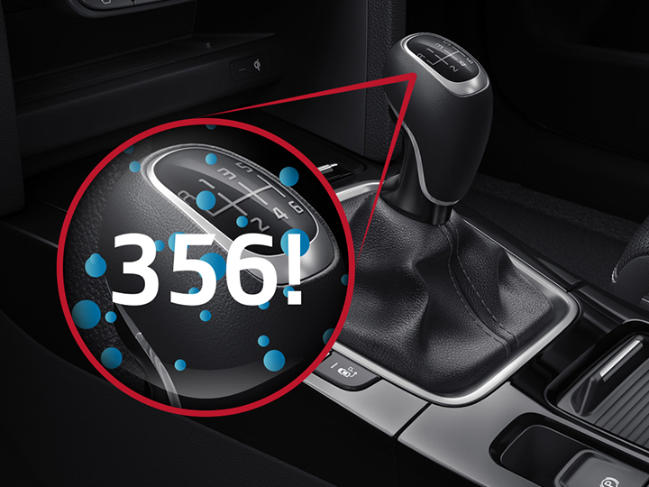 356 types of bacteria (approx.) on the gearstick alone 
